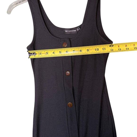 PrettyLittleThing Dress Womens US 0 Black Ribbed Button Front Bodycon Midi Tank - Picture 4 of 11